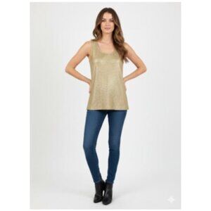 Espresso Women's Womens Gold Metallic Top Shirt Blouse Size Small NWT